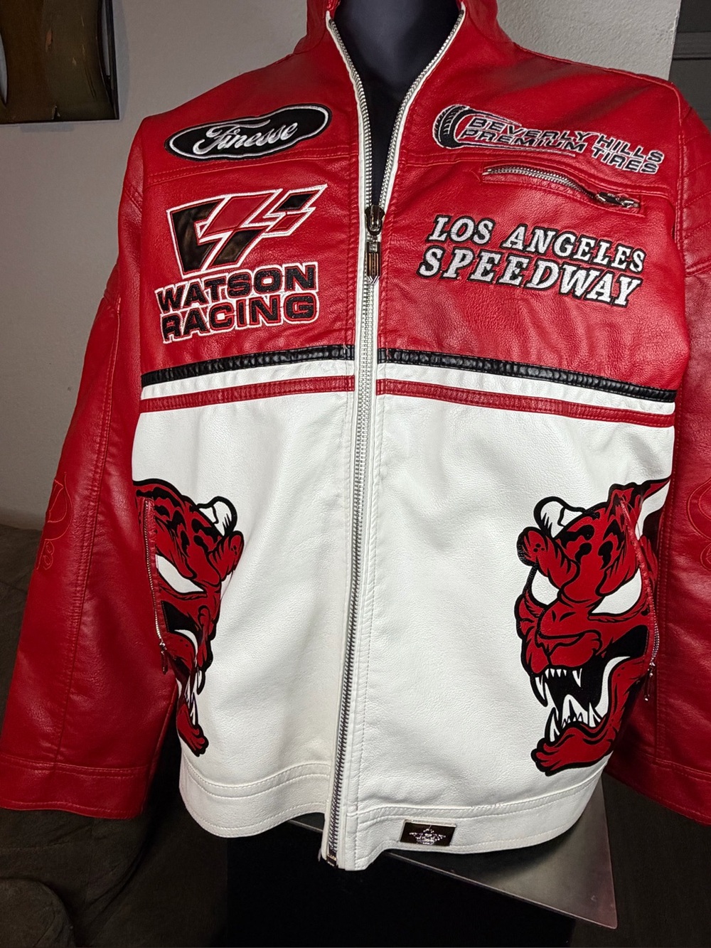 Watson Speedway Champs Moto Jacket Men’s 2XL Red Racing Biker Streetwear NWT
